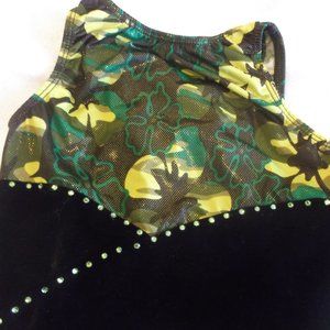 GK Elite Adult Leotard L Velvet Rhinestones